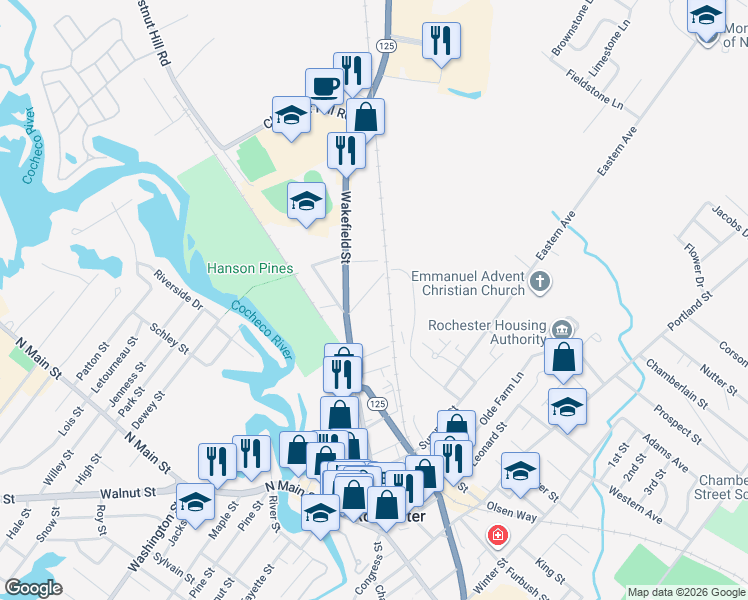 map of restaurants, bars, coffee shops, grocery stores, and more near 5 Glenwood Avenue in Rochester