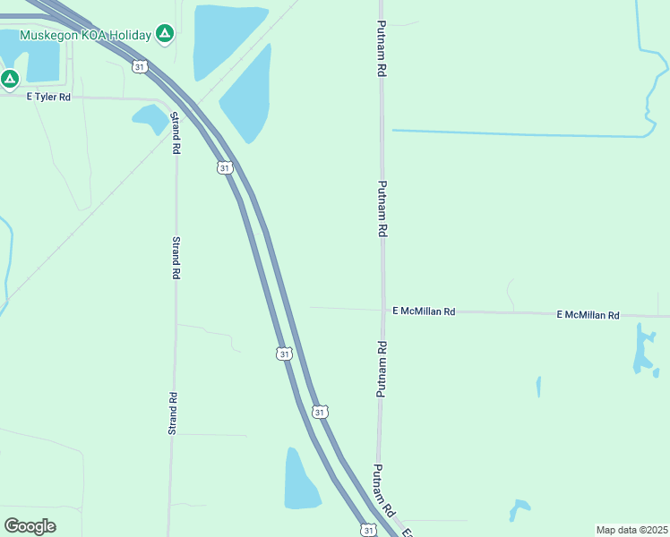 map of restaurants, bars, coffee shops, grocery stores, and more near 3063 Putnam Road in Muskegon