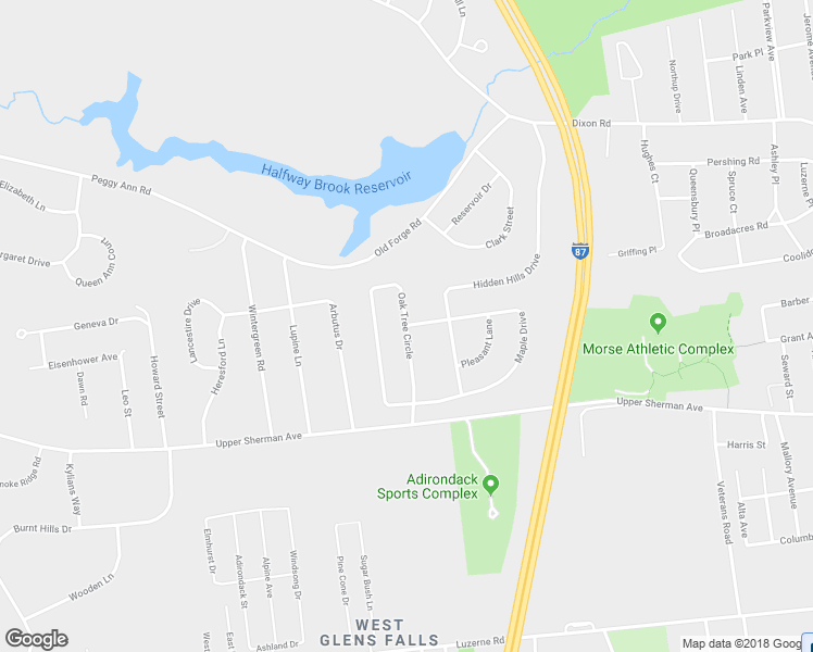 map of restaurants, bars, coffee shops, grocery stores, and more near 19 Oak Tree Circle in West Glens Falls