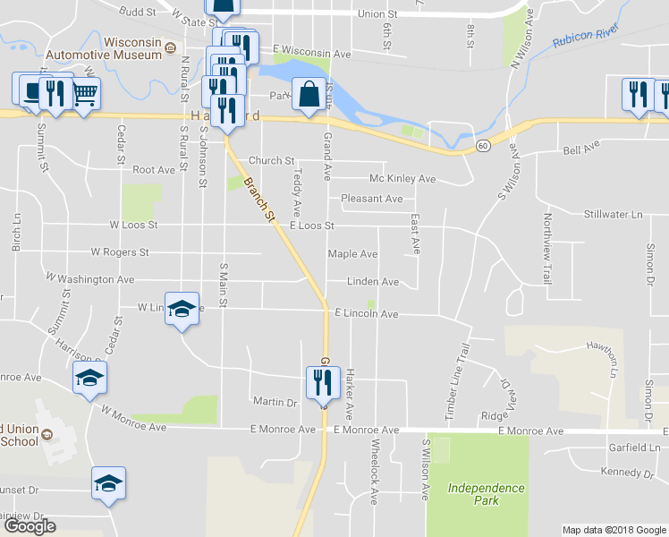 map of restaurants, bars, coffee shops, grocery stores, and more near 422 Grand Ave in Hartford