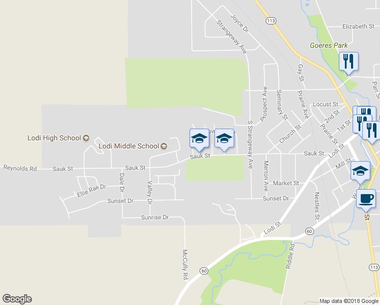 map of restaurants, bars, coffee shops, grocery stores, and more near 835 Meadowview Lane in Lodi