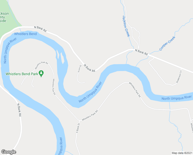 map of restaurants, bars, coffee shops, grocery stores, and more near 12839 North Bank Road in Roseburg