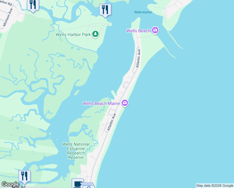 map of restaurants, bars, coffee shops, grocery stores, and more near 330 Atlantic Avenue in Wells