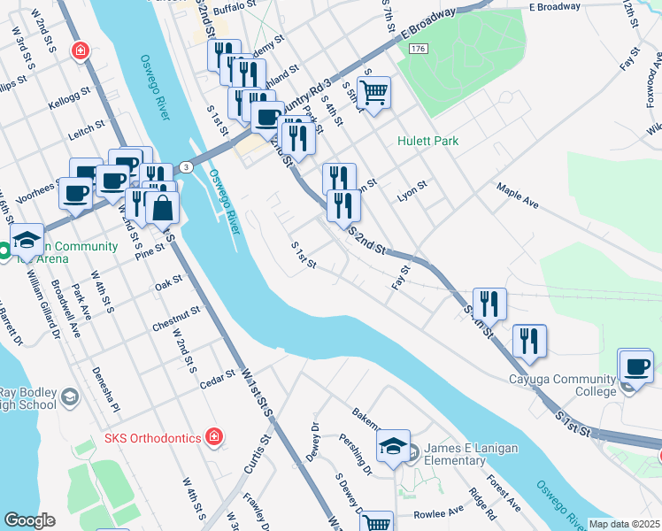 map of restaurants, bars, coffee shops, grocery stores, and more near 508 Old S Second Street in Fulton