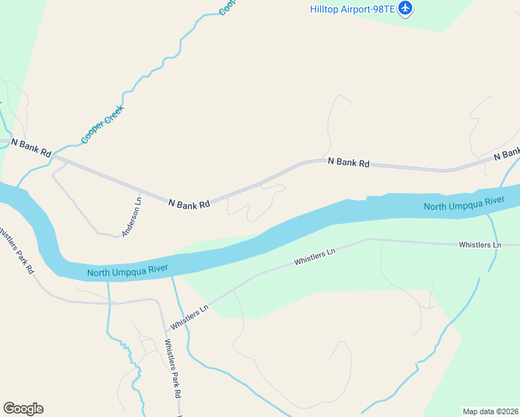map of restaurants, bars, coffee shops, grocery stores, and more near 14115 North Bank Road in Roseburg