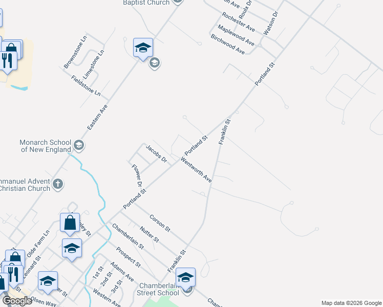 map of restaurants, bars, coffee shops, grocery stores, and more near 533 Portland Street in Rochester