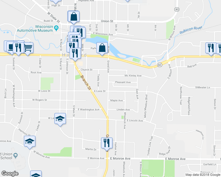 map of restaurants, bars, coffee shops, grocery stores, and more near 228 Grand Avenue in Hartford