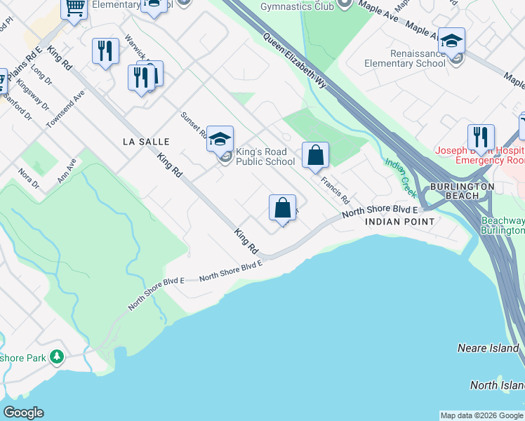 map of restaurants, bars, coffee shops, grocery stores, and more near 646 Ellengale Road in Burlington