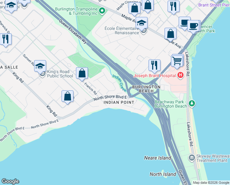 map of restaurants, bars, coffee shops, grocery stores, and more near 527 Oneida Drive in Burlington
