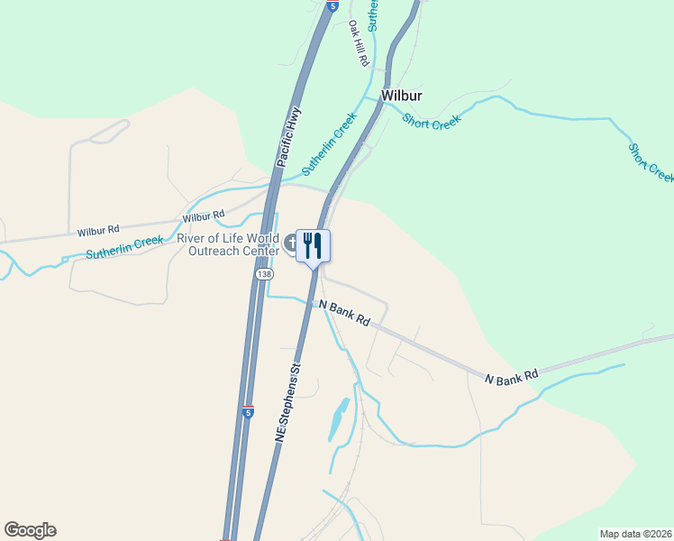map of restaurants, bars, coffee shops, grocery stores, and more near 435 Shakemill Road in Roseburg