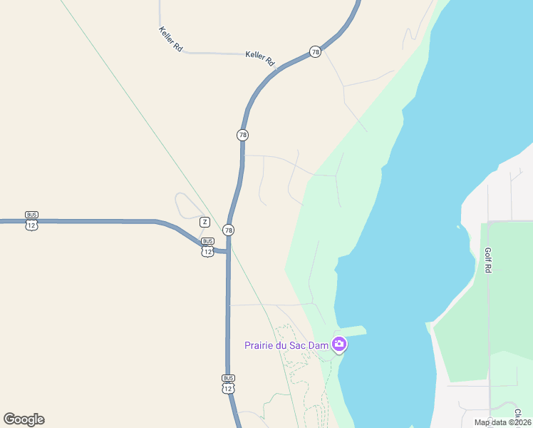 map of restaurants, bars, coffee shops, grocery stores, and more near S9085 Meadowdale Road in Prairie du Sac