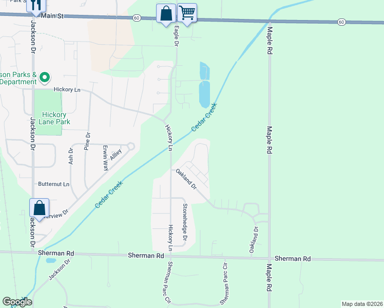 map of restaurants, bars, coffee shops, grocery stores, and more near W193N16340 Lea Fon Circle in Jackson