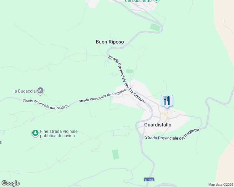 map of restaurants, bars, coffee shops, grocery stores, and more near 48 Via del Poggetto in Guardistallo