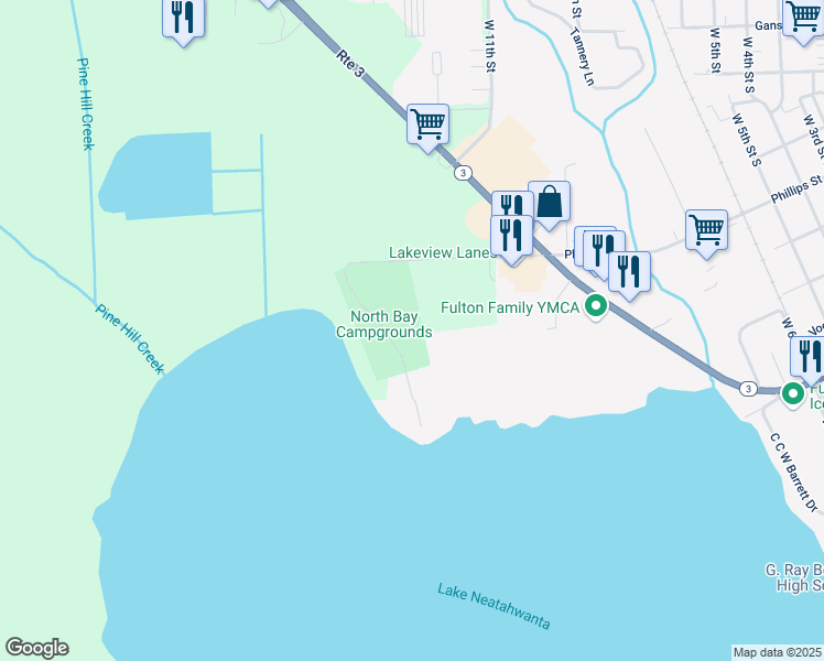 map of restaurants, bars, coffee shops, grocery stores, and more near 925 Phillips Street in Fulton