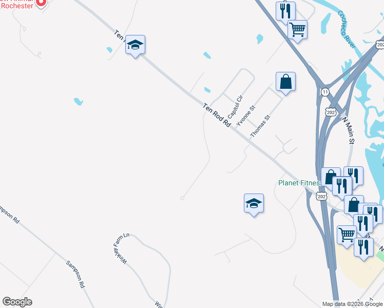 map of restaurants, bars, coffee shops, grocery stores, and more near 37 Ebony Drive in Rochester