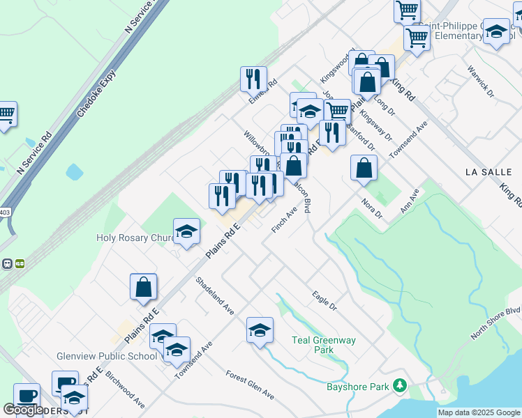 map of restaurants, bars, coffee shops, grocery stores, and more near in Burlington