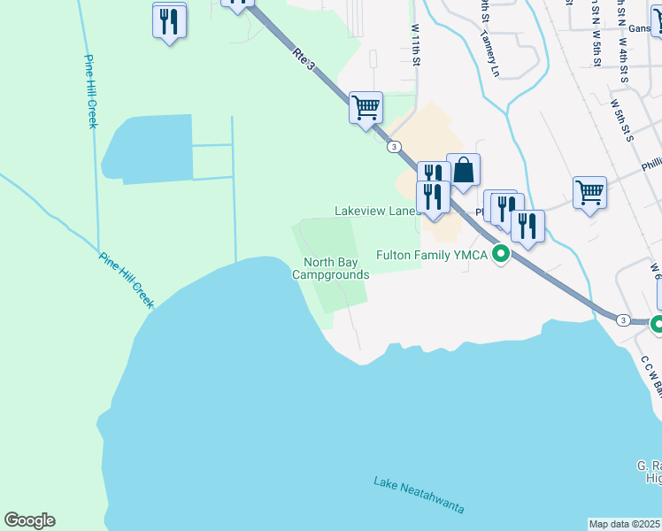 map of restaurants, bars, coffee shops, grocery stores, and more near 925 Phillips Street in Fulton