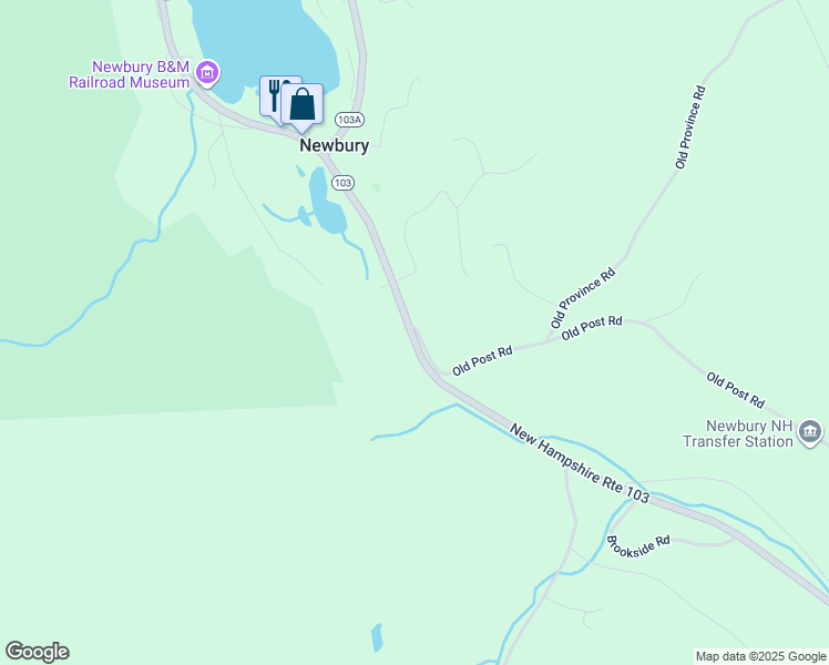 map of restaurants, bars, coffee shops, grocery stores, and more near 87 Old Post Road in Newbury
