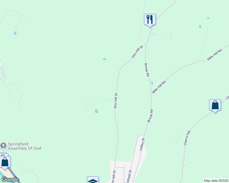 map of restaurants, bars, coffee shops, grocery stores, and more near 257 Elm Hill Street in Springfield