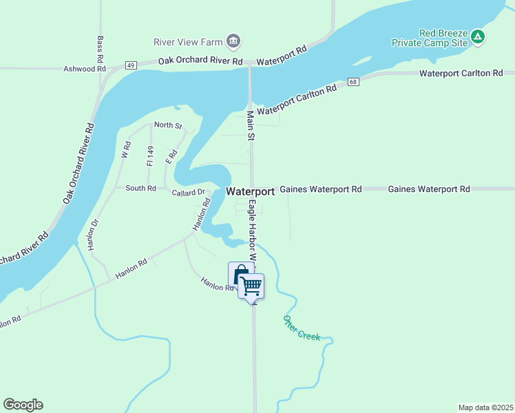 map of restaurants, bars, coffee shops, grocery stores, and more near 13462 Gaines Waterport Road in Albion