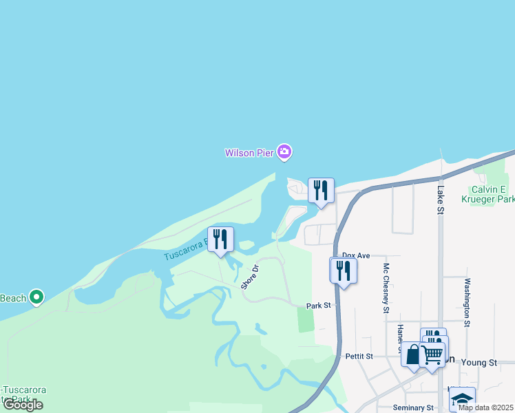 map of restaurants, bars, coffee shops, grocery stores, and more near 107 Sunset Island Road in Wilson