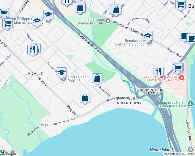 map of restaurants, bars, coffee shops, grocery stores, and more near in Burlington