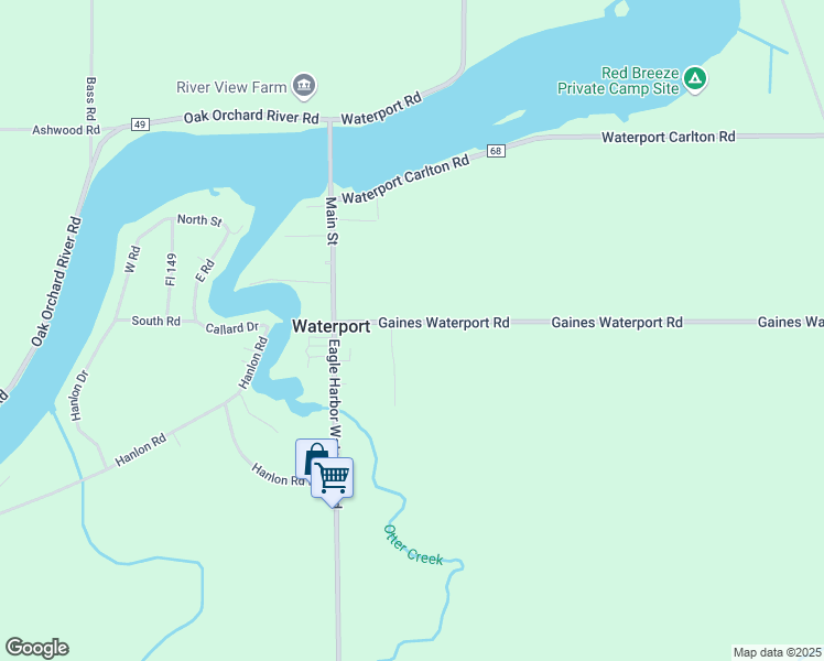 map of restaurants, bars, coffee shops, grocery stores, and more near 13462 Gaines Waterport Road in Albion