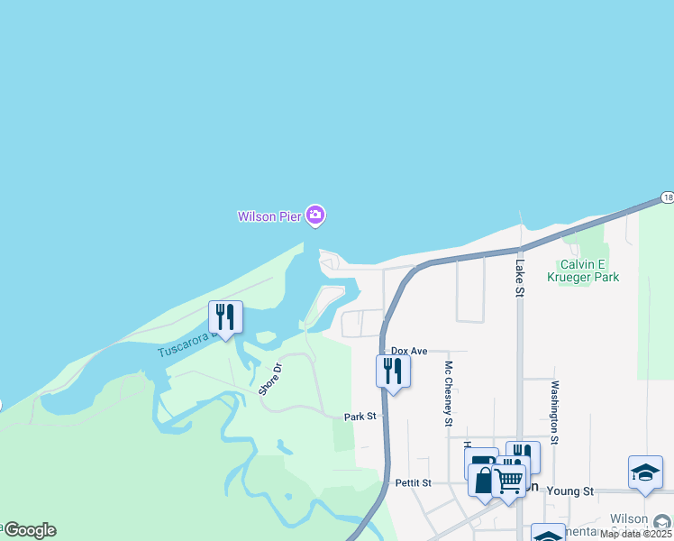 map of restaurants, bars, coffee shops, grocery stores, and more near 106 Ontario Street in Wilson