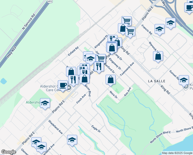 map of restaurants, bars, coffee shops, grocery stores, and more near 495 Atkins Place in Burlington