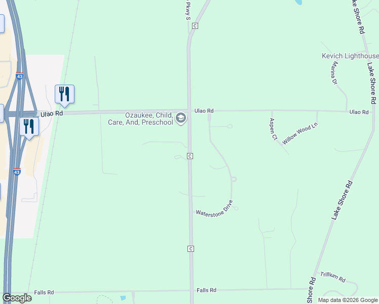 map of restaurants, bars, coffee shops, grocery stores, and more near 1133 County C in Grafton