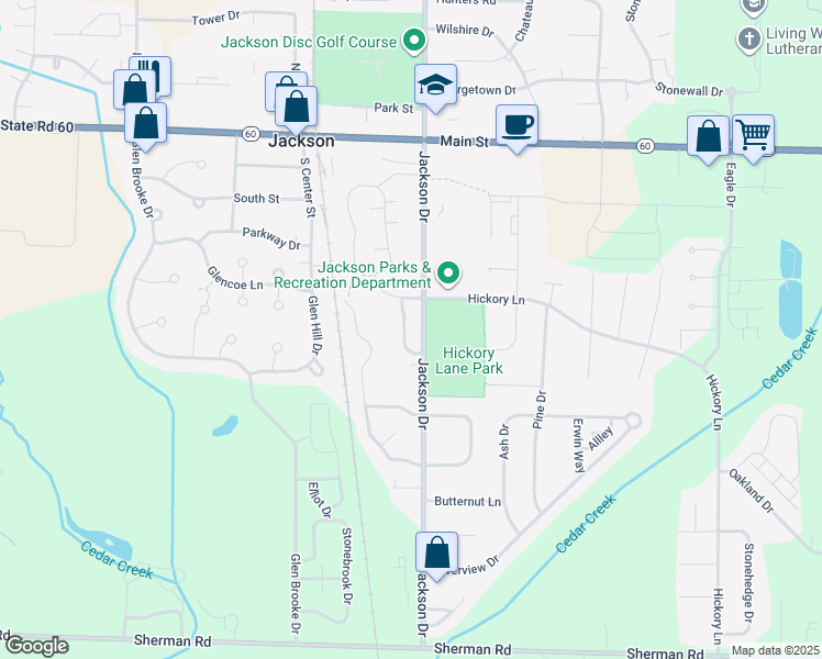 map of restaurants, bars, coffee shops, grocery stores, and more near W205N16504 Cranberry Creek Lane in Jackson