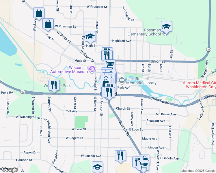 map of restaurants, bars, coffee shops, grocery stores, and more near in Hartford
