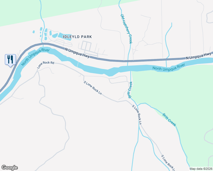 map of restaurants, bars, coffee shops, grocery stores, and more near 2121 Lone Rock Road in Glide