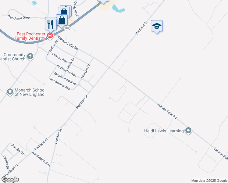 map of restaurants, bars, coffee shops, grocery stores, and more near 23 Walbridge Court in Rochester