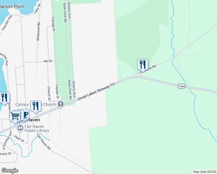 map of restaurants, bars, coffee shops, grocery stores, and more near 746 New York 104A in Sterling