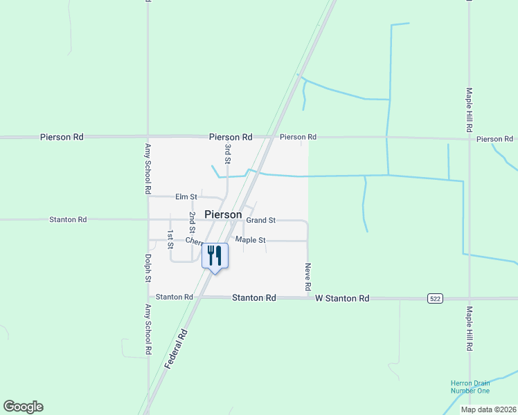 map of restaurants, bars, coffee shops, grocery stores, and more near 48 Lane Street in Pierson