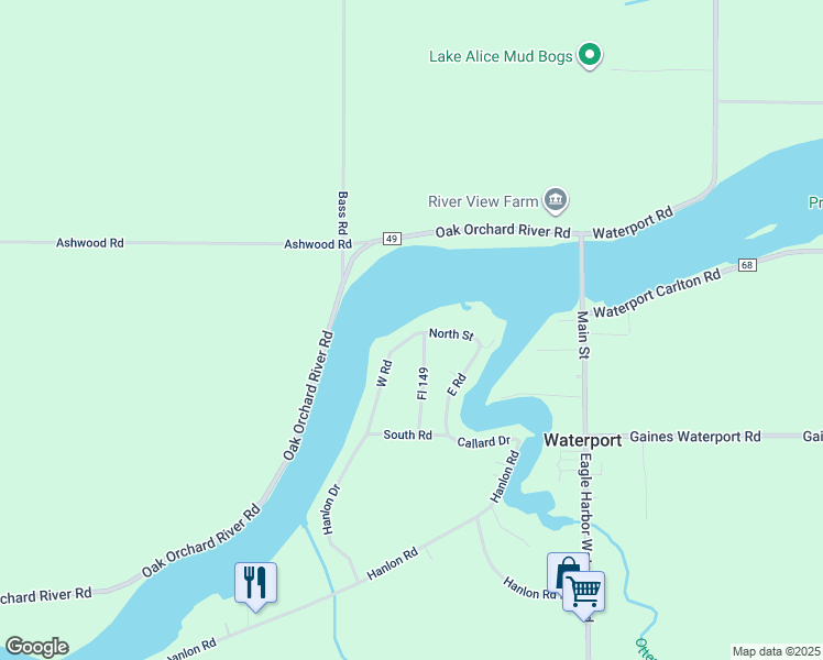 map of restaurants, bars, coffee shops, grocery stores, and more near 1964 West Avenue in Albion