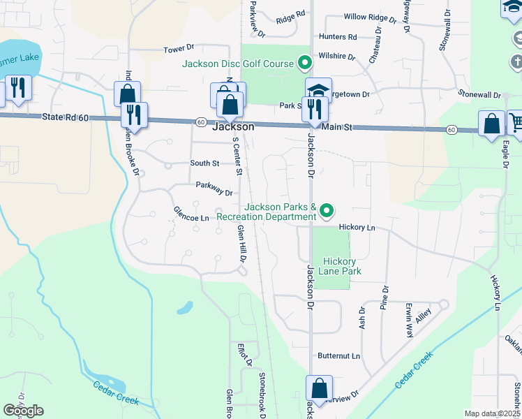 map of restaurants, bars, coffee shops, grocery stores, and more near W206N16733 Blackberry Circle in Jackson