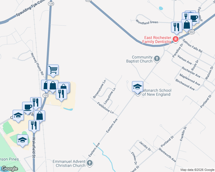 map of restaurants, bars, coffee shops, grocery stores, and more near 29 Soapstone Lane in Rochester