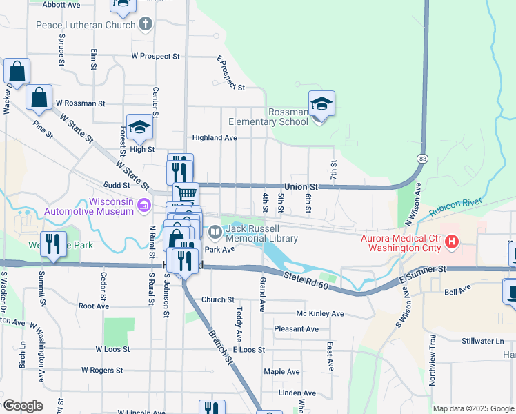 map of restaurants, bars, coffee shops, grocery stores, and more near 218 Third Street in Hartford