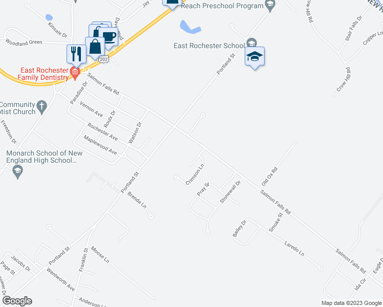 map of restaurants, bars, coffee shops, grocery stores, and more near 23 Walbridge Court in Rochester