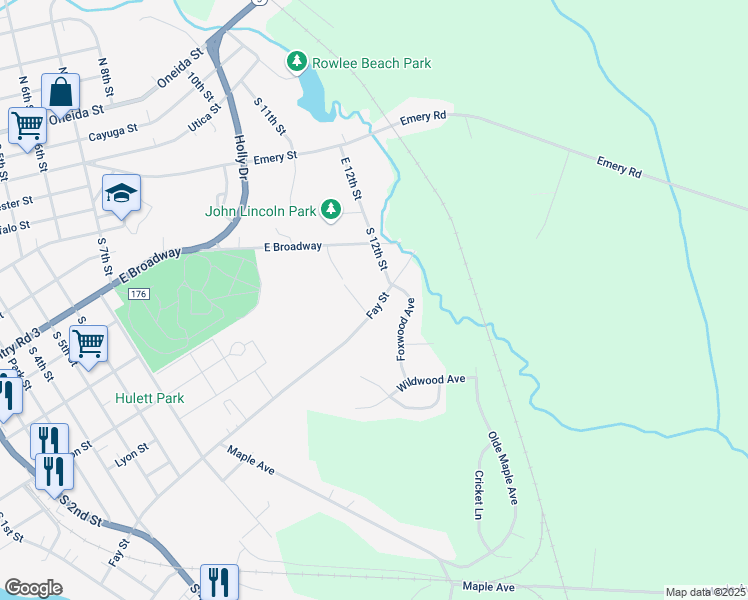 map of restaurants, bars, coffee shops, grocery stores, and more near 308 South 12th Street in Fulton
