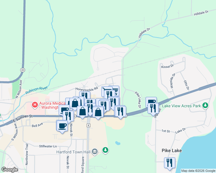 map of restaurants, bars, coffee shops, grocery stores, and more near 1543 Briarwood Lane in Hartford