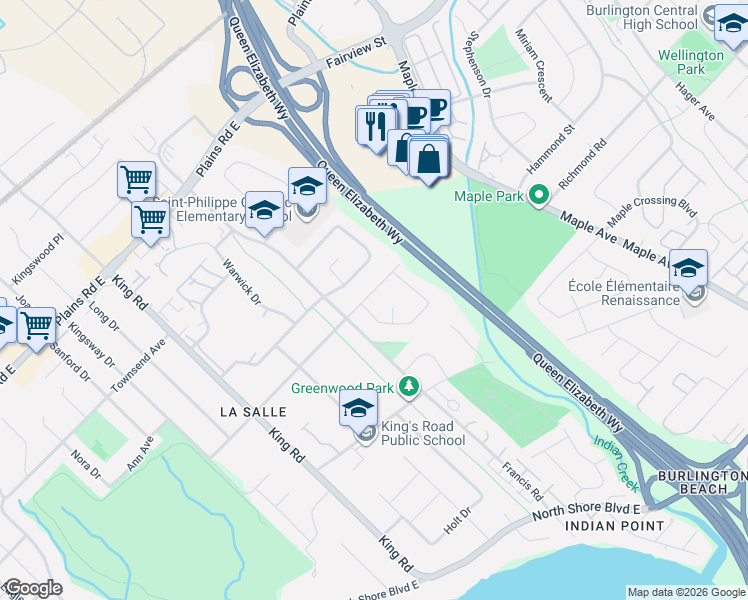 map of restaurants, bars, coffee shops, grocery stores, and more near 1028 Cedar Avenue in Burlington