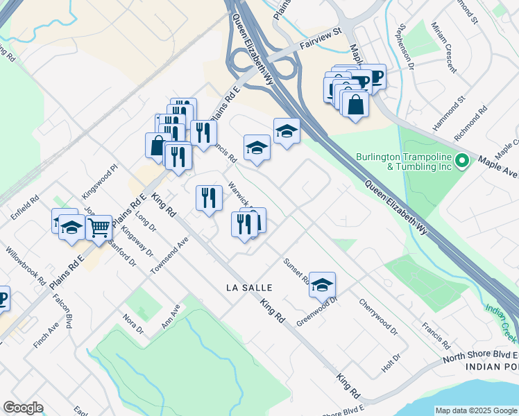map of restaurants, bars, coffee shops, grocery stores, and more near 871 Warwick Drive in Burlington