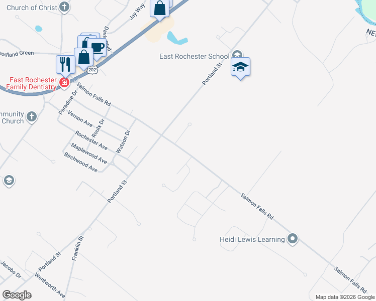 map of restaurants, bars, coffee shops, grocery stores, and more near 524 Salmon Falls Road in Rochester