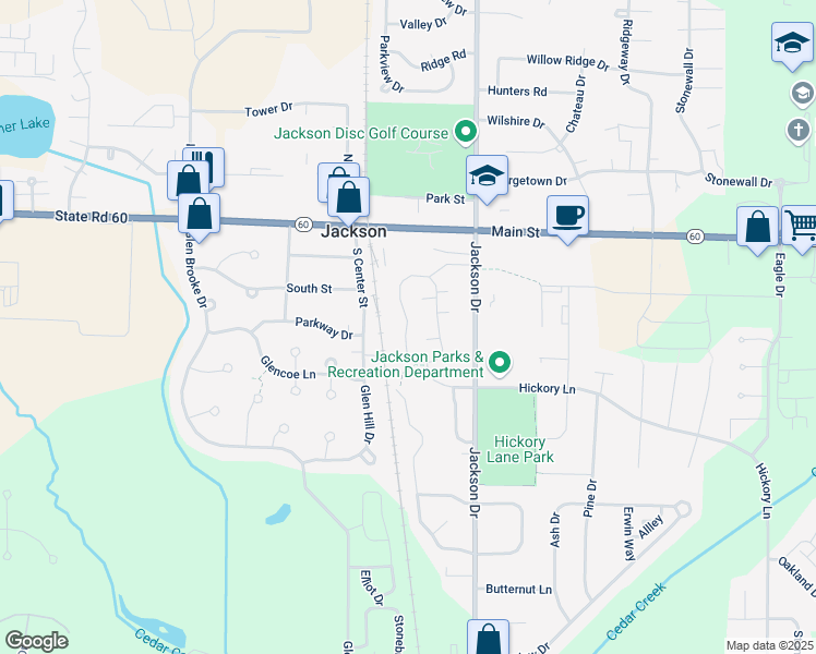 map of restaurants, bars, coffee shops, grocery stores, and more near W206N16618 Blackberry Circle in Jackson