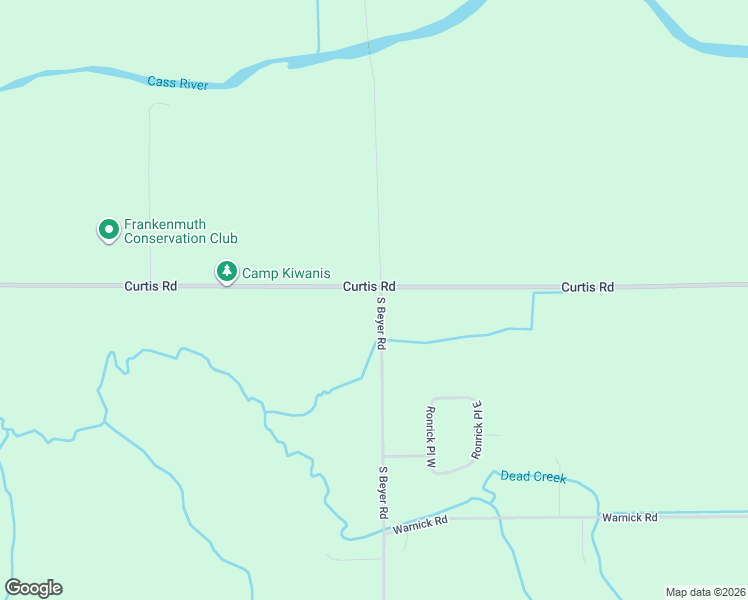 map of restaurants, bars, coffee shops, grocery stores, and more near 8980 East Curtis Road in Frankenmuth