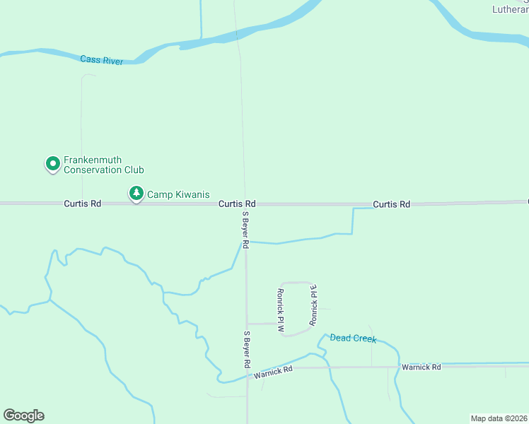 map of restaurants, bars, coffee shops, grocery stores, and more near 9040 East Curtis Road in Frankenmuth