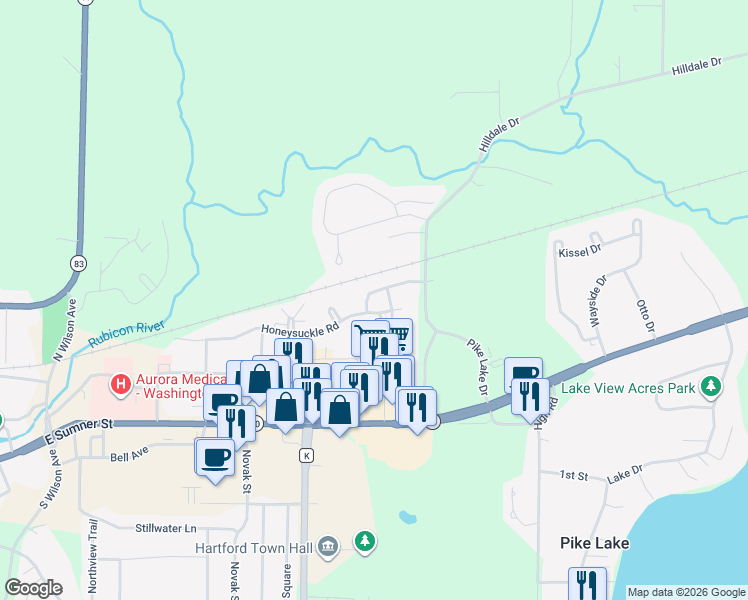 map of restaurants, bars, coffee shops, grocery stores, and more near 1543 Briarwood Lane in Hartford
